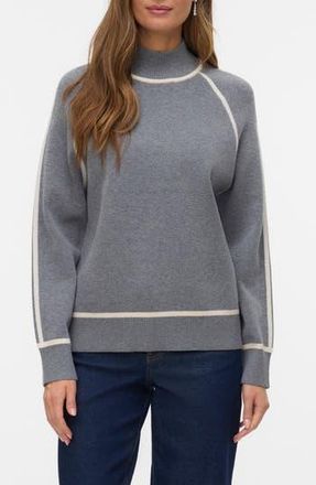 Vero Moda Mock Neck Raglan Sleeve Sweater in Medium Grey Melange at Nordstrom Rack, Size X-Small