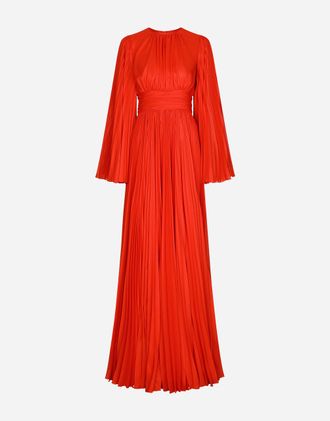 Dolce & Gabbana Long Chiffon Dress - Woman Dresses Red 38