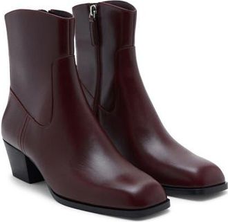 Mango Square Toe Ankle Bootie in Burgundy at Nordstrom, Size 6.5Us