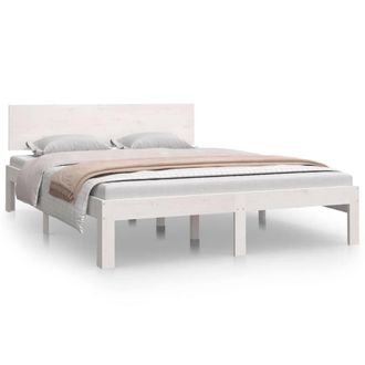 Berkfield Home Bed Frame White Solid Wood 135x190 cm Double