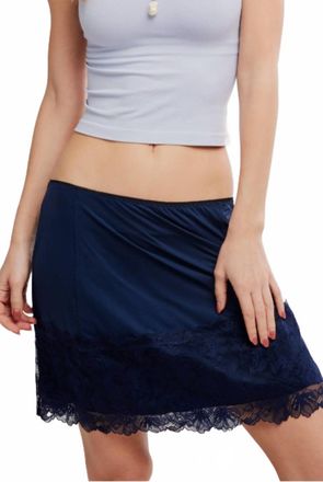 Free People Party Crashers Half Slip Skirt In Navy
