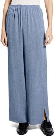 Theory Slit Hem Wide Leg Pants in Light Denim at Nordstrom, Size X-Large