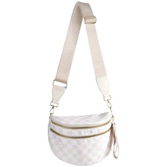 Generic Women Checkered Crossbody Bags Bum Handbag, Durable Strap Roomy Versatile Mom-Friendly Diaper Bag with Different Pockets (Beige Checkered 01)