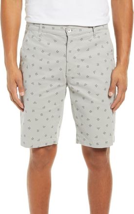 AG - Adriano Goldschmied Griffin Geo Print Flat Front Shorts in Vaquero Florence Fog at Nordstrom Rack, Size 28