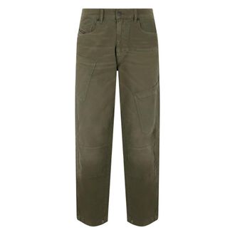 Diesel Straight Jeans, male, Green, Size: W34 Casual Pants