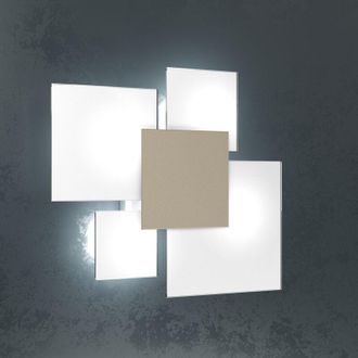 Top-Light Top-light - Plafoniera Contemporanea Upgrade Metallo Sabbia e Vetro 4 Luci E27 46Cm