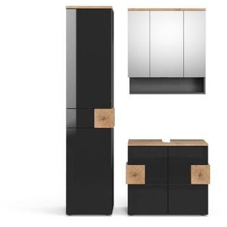 Vicco Set mobili bagno Eden, Antracite, 3 parti, con colonna