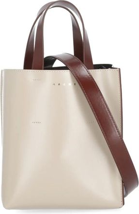 Marni Tote Bags, female, Beige, Size: ONE SIZE Smooth Leather Handbag