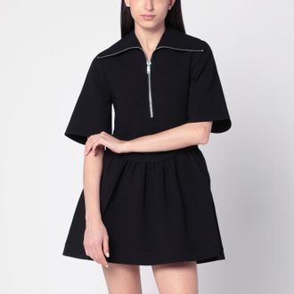 Ganni Black mini dress in cr&ecirc;pe