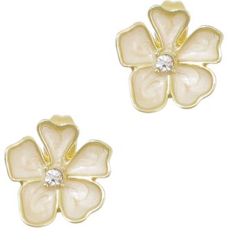 Adornia Enamel & Crystal Flower Stud Earrings in Gold/White at Nordstrom Rack