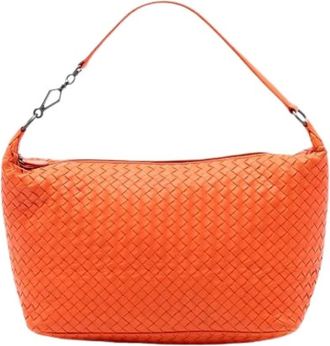 Bottega Veneta Pre-owned Shoulder Bags, female, Orange, Size: ONE SIZE Pre-owned Woven Shoulder Bag