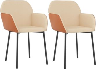vidaXL Sillas De Comedor 2 Unidades Cuero Sint&eacute;tico Y Tela Color Crema Vidaxl