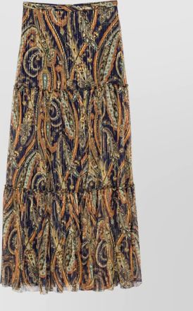Etro silk paisley-print metallic-thread tiered gathered maxi skirt