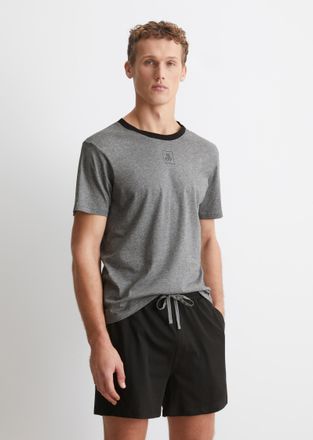 Marc O'Polo Shorty MARC OPOLO Mix N Match Cotton, Herren, Gr. XXL, schwarz (grau melange, schwarz), Jersey, Obermaterial: 100% Baumwolle, bequem kurz, Rundhals, H