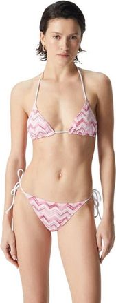 Missoni Slub Zigzag Viscose Blend Bikini in White & Pink at Nordstrom, Size 48 It