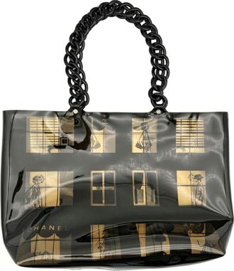 Chanel Black Clear Vinyl Plastic Tote Bag (Pre-Owned)