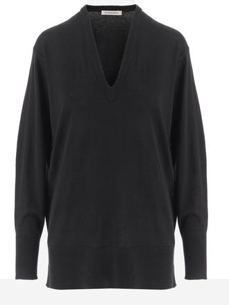 By Malene Birger Womens Knit Sweater Derya Black Lyocell