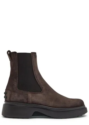 Tod's Gomma 74L Suede Chelsea Boots - Brown - 40 (IT40/ UK7)