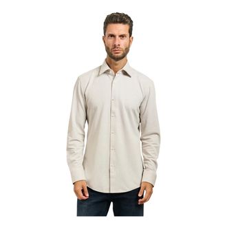 HUGO BOSS Heren, Overhemden, Beige, Maat: L Katoen