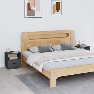 vidaXL Vidaxl - Mesitas De Noche 2 Uds Madera Maciza Pino Gris 40x34x45 Cm