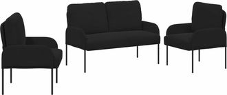 vidaXL Juegos De Sof&aacute;s 3 Uds. Negro Madera Contrachapada Vidaxl