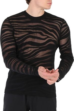 Roberto Cavalli Mens Black Zebra Stripe Slim Fit Sweater, Size X-Small