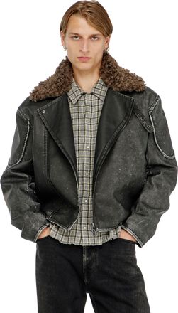 Diesel Biker jacket with detachable collar - Jackets - Man - Grey