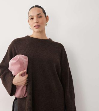 Pretty Lavish Curve co-ord maglione lavorato a maglia con dettaglio a costine color cioccolato-Marrone