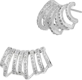 Savvy Cie Jewels CZ Pavé Ear Hugger Earrings in White at Nordstrom Rack
