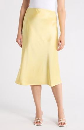 Renee C Solid Satin Midi Skirt in Butter at Nordstrom Rack, Size X-Small