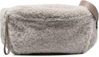 Brunello Cucinelli Grey Frosty Shearling Belt Bag - Womens - Sheep Skin/Shearling/Eco Brass/Calf Leather