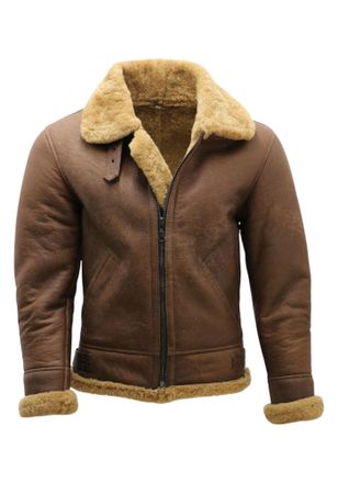 Infinity Leather Heren Ginger Brown B3 WW2 Lamsleer Vlieger Aviator Jack - Houston