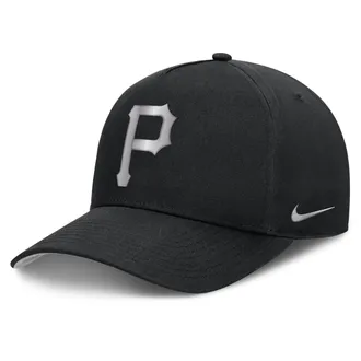 Nike Pittsburgh Pirates Rise Nike Mens Dri-FIT MLB A-Frame Trucker Adjustable Hat in Black | NB1E0FBPPTB-HWD