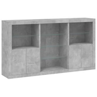Berkfield Home Sideboard with LED Lights Concrete Grey 181.5x37x100 cm
