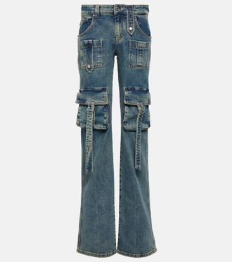 Blumarine Pantaloni cargo in denim a vita bassa