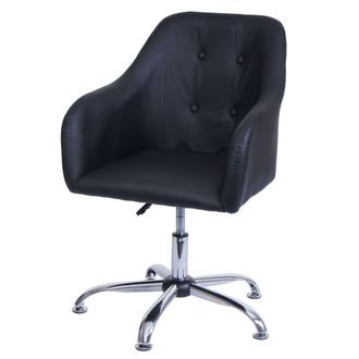 Hhg Nunca Usado] Silla De Comedor Hhg 566, Silla De Cocina Silla Con Reposabrazos, Giratoria Regulable En Altura Metal, Piel Sint&eacute;tica Negra