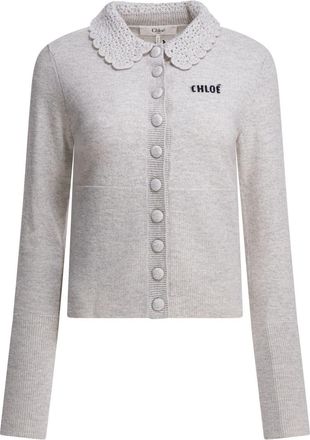 Chlo&eacute; Wool Cardigan With Logo