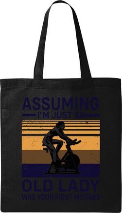 Generic Assuming Im Just An Old Lady Was Your First Mistake Natural Ecological Cotton Tote Bag Black