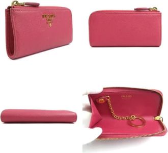 Prada Pre-owned Wallets, female, Pink, Size: ONE SIZE Pre-owned Leather Wallet