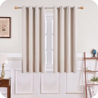 Elle Cortina Opaca T&eacute;rmica Aislante De 140x160 Cm, Corta, Color Beige, Para Ventanas Peque&ntilde;as, Ideal Para Sala De Estar Y Dormitorio. Juego De 2 Cortinas C