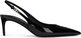 Dolce & Gabbana DG logo-buckle slingback pumps - women - Calf Leather/Calf Leather/Goat Skin/Calf Leather - 35.5 - Black