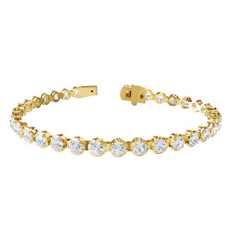 Diamond2Deal 14k Yellow Gold 6 Carat Round Lab Grown Diamond fancy Tennis Bracelet 7