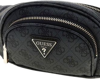 Guess Womens Pouch Coal Logo Polyurethane Bags - Pouches