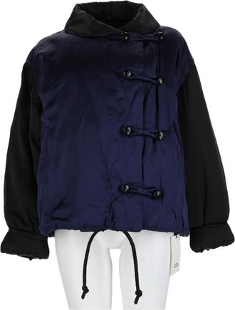 Isabel Marant Blue Toggle High-Collar Boxy Silk Jacket