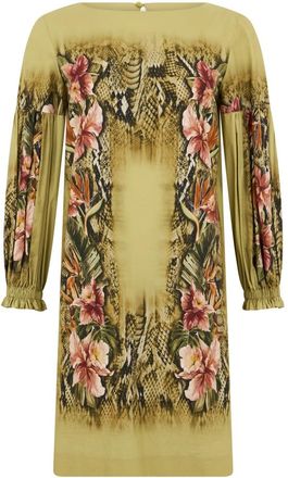 Alberta Ferretti Korte jurk met dieren- en bloemenprint - Dames - Korte kleedjes - Veelkleurig - S - Katoen - Kleedjes