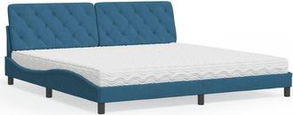 vidaXL Vidaxl - Cama Con Colch&oacute;n Terciopelo Azul Oscuro 200x200 Cm