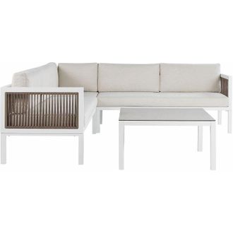 Beliani Beliani - Set Lounge da Giardino a 4 Posti Modulari bianco e Marrone sinistro Borello