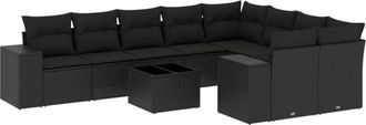 vidaXL Vidaxl - Set De Sof&aacute;s De Jard&iacute;n 10 Pzas Cojines Rat&aacute;n Sint&eacute;tico Negro