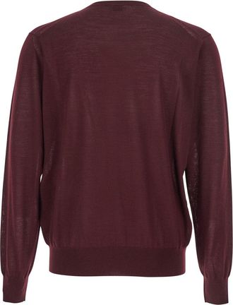 Saint Laurent Mens Bordeaux Crewneck Sweater Cashmere Tops Top
