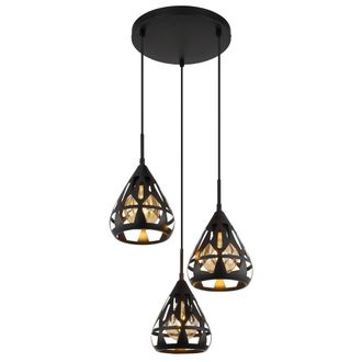 Netlighting Hassan Cluster Pendant Ceiling Light Matt Black 3x E27